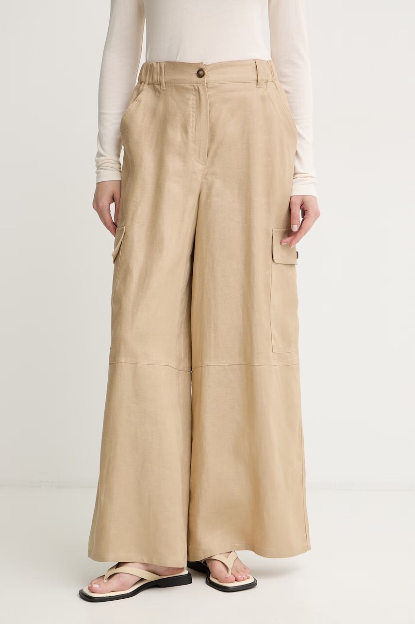 Weekend Max Mara nohavice cargo dámske ľanové