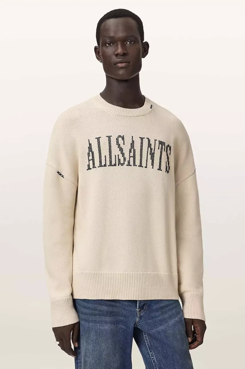 AllSaints oversize mikina pánska bavlnená CROSSED