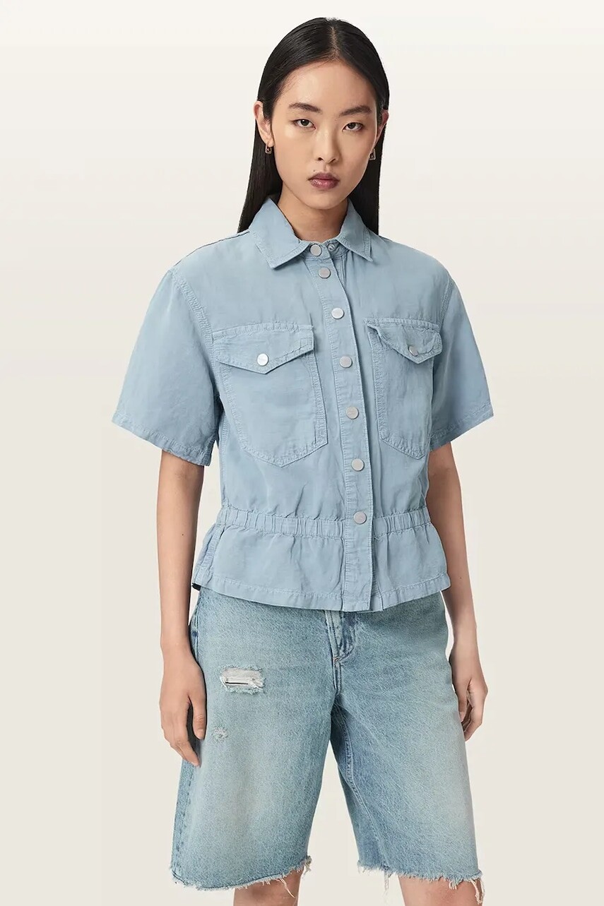 AllSaints košeľa dámska s ľanom TOVE