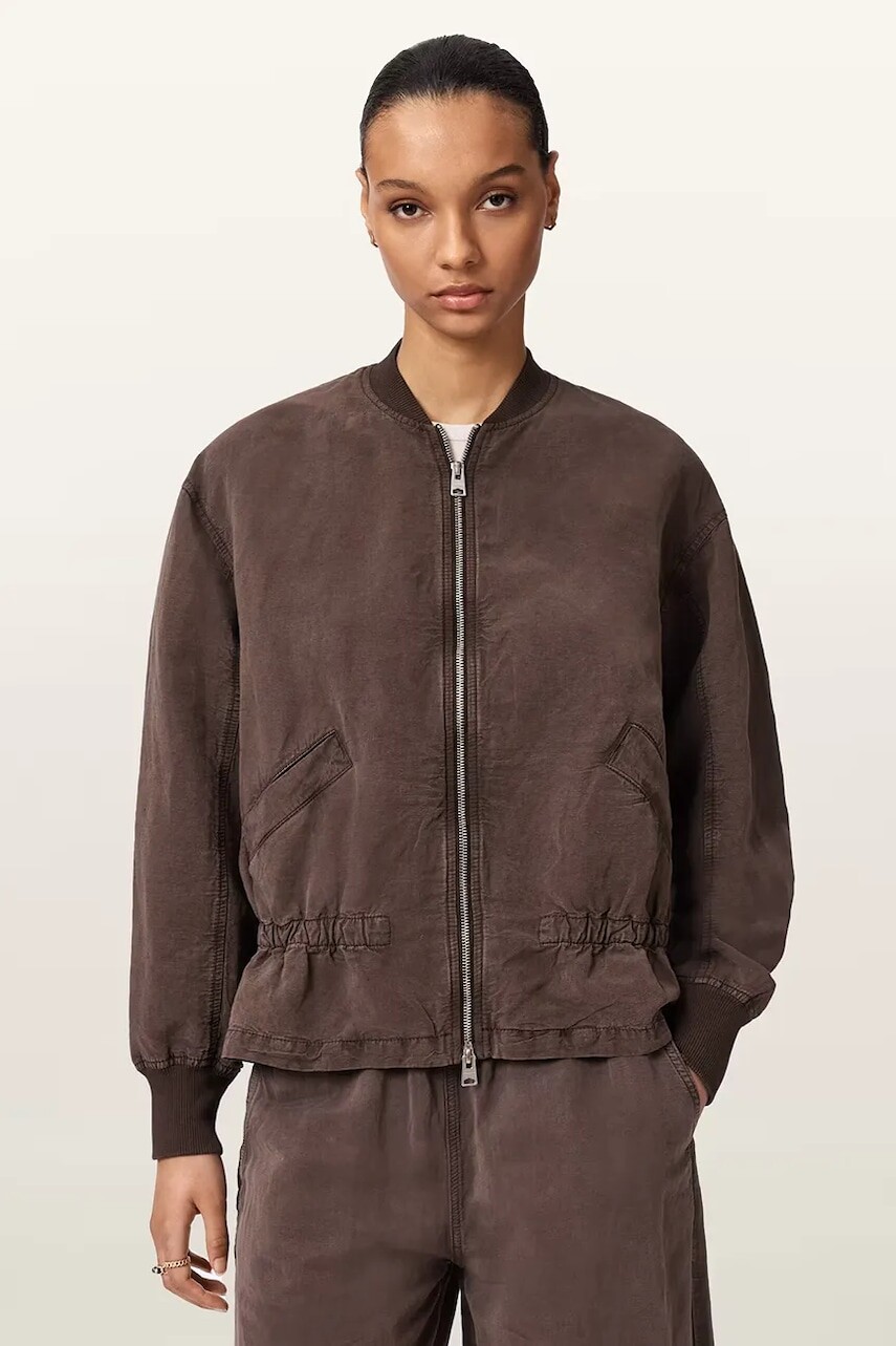 AllSaints bunda bomber dámska s ľanom SOFI