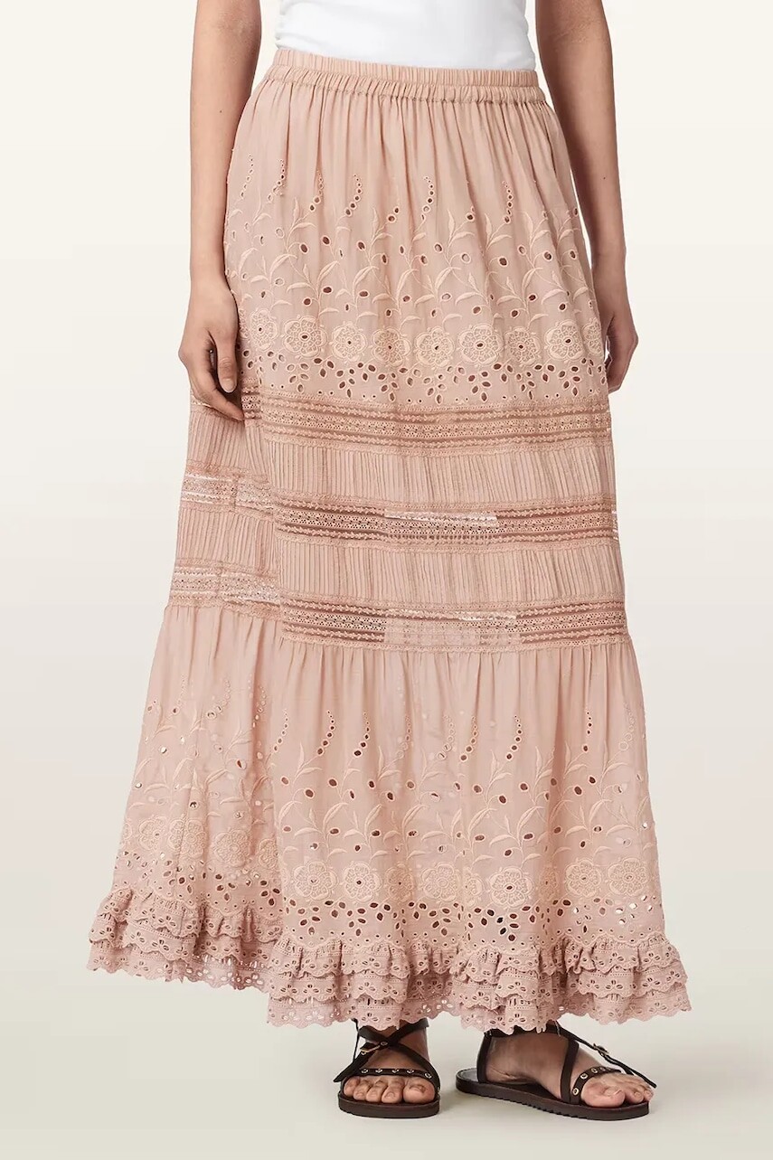 AllSaints sukňa s viskózou CAMILLE