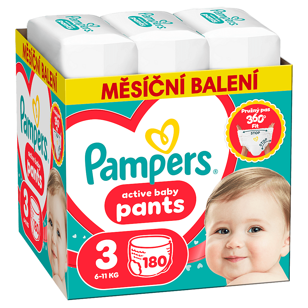 PAMPERS Active baby 3 plienkové nohavičky 6-11 kg 180 kusov