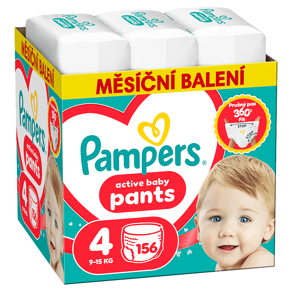 PAMPERS Active baby 4 plienkové nohavičky 9-15 kg 156 kusov
