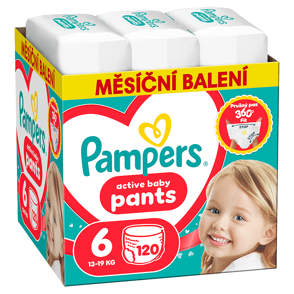 PAMPERS Active baby 6 plienkové nohavičky 13-19 kg 120 kusov