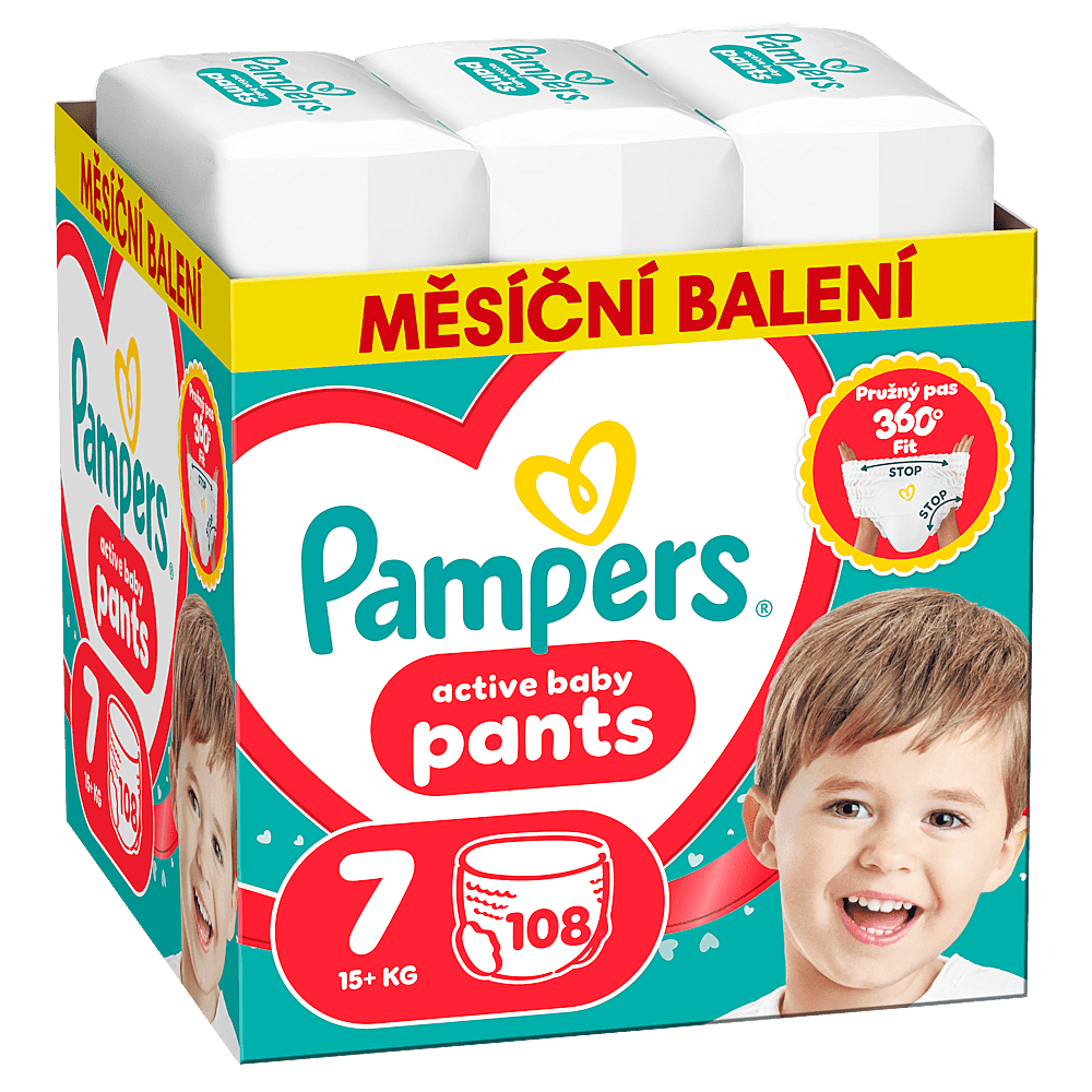 PAMPERS Active baby plienkové nohavičky veľkosť 7 108 kusov