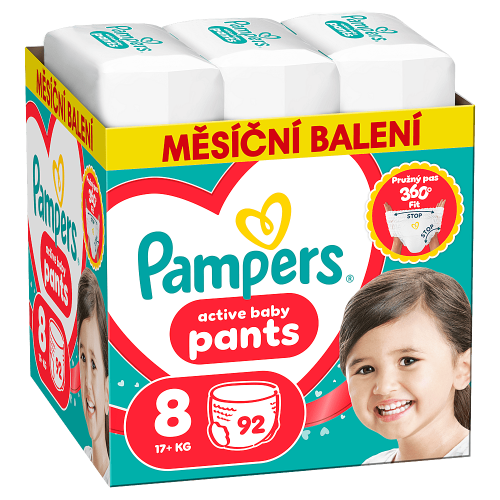 PAMPERS Active baby 8 plienkové nohavičky 17+ kg 92 kusov