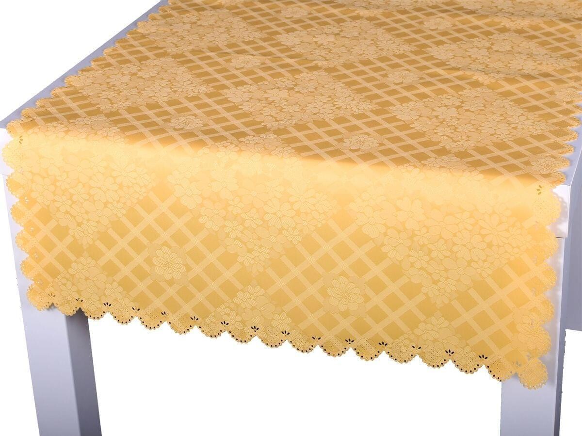 Obrus s nešpinivou úpravou, Protišmykový Kvieti, oranžový 130 x 160 cm ovál