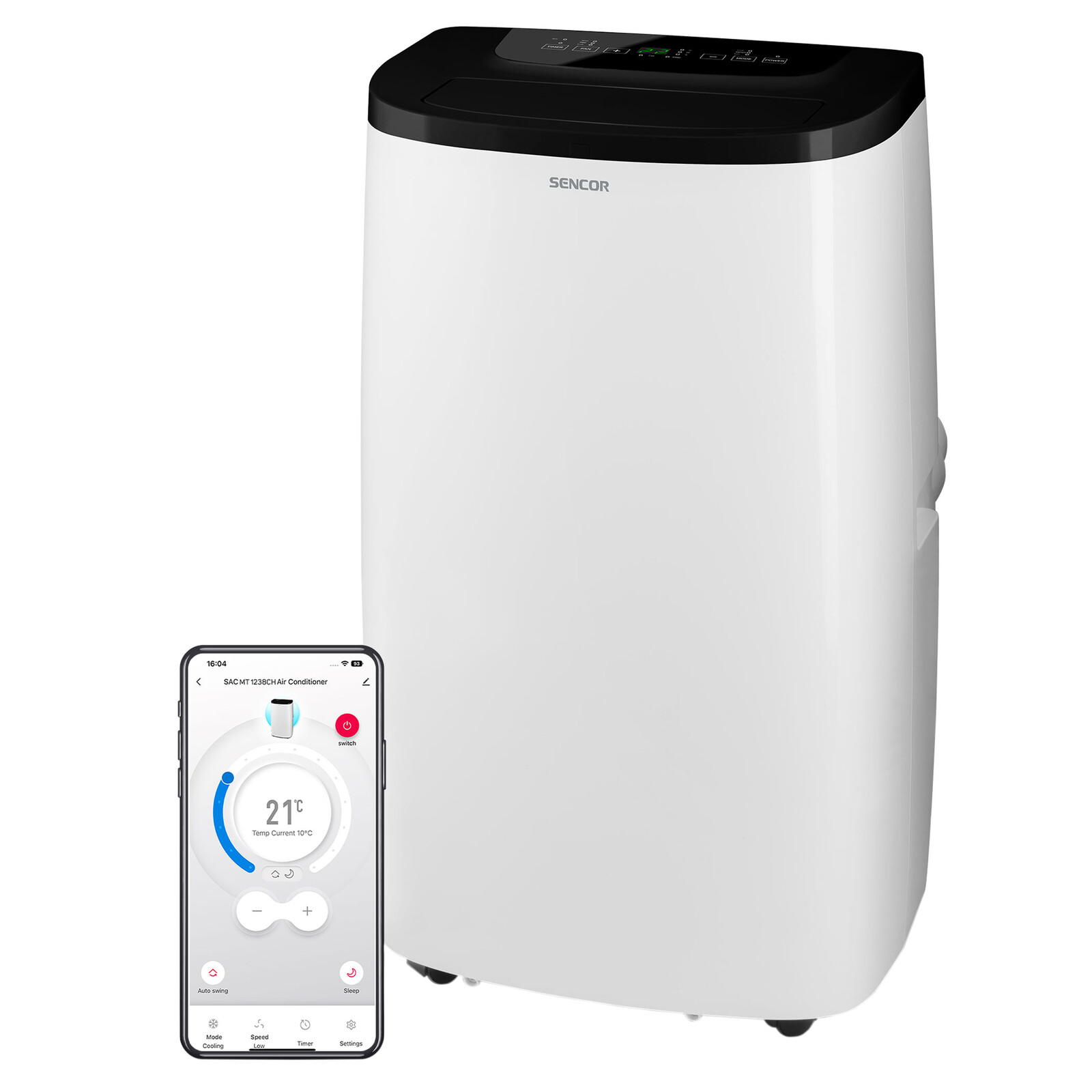 Sencor SAC MT1238CH Mobilná klimatizácia Wi-Fi AllSeasons Energetická trieda A++ / A++, Chladenie 12 000 BTU/h, Vykurovanie 11 000 BTU/h, .