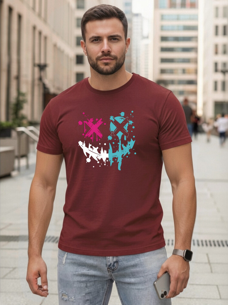Bawełniany t-shirt męski streetwear bordowy Dstreet NX5100R
