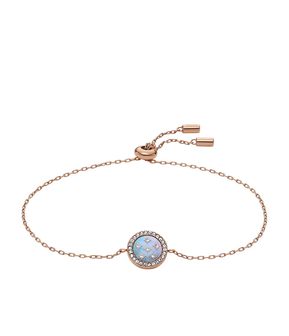 Fossil Pozlátený náramok so zirkónmi Mother of Pearl JF04937791