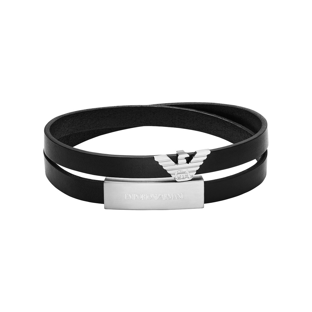 Emporio Armani Dvojitý kožený náramok Eagle Logo EGS3311040