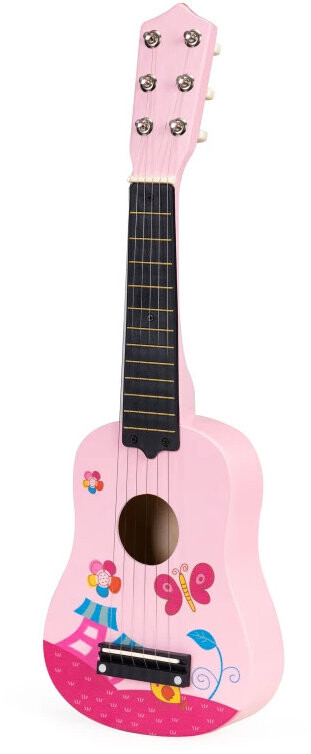 ECOTOYS FO18 Detská drevená gitara, ružová