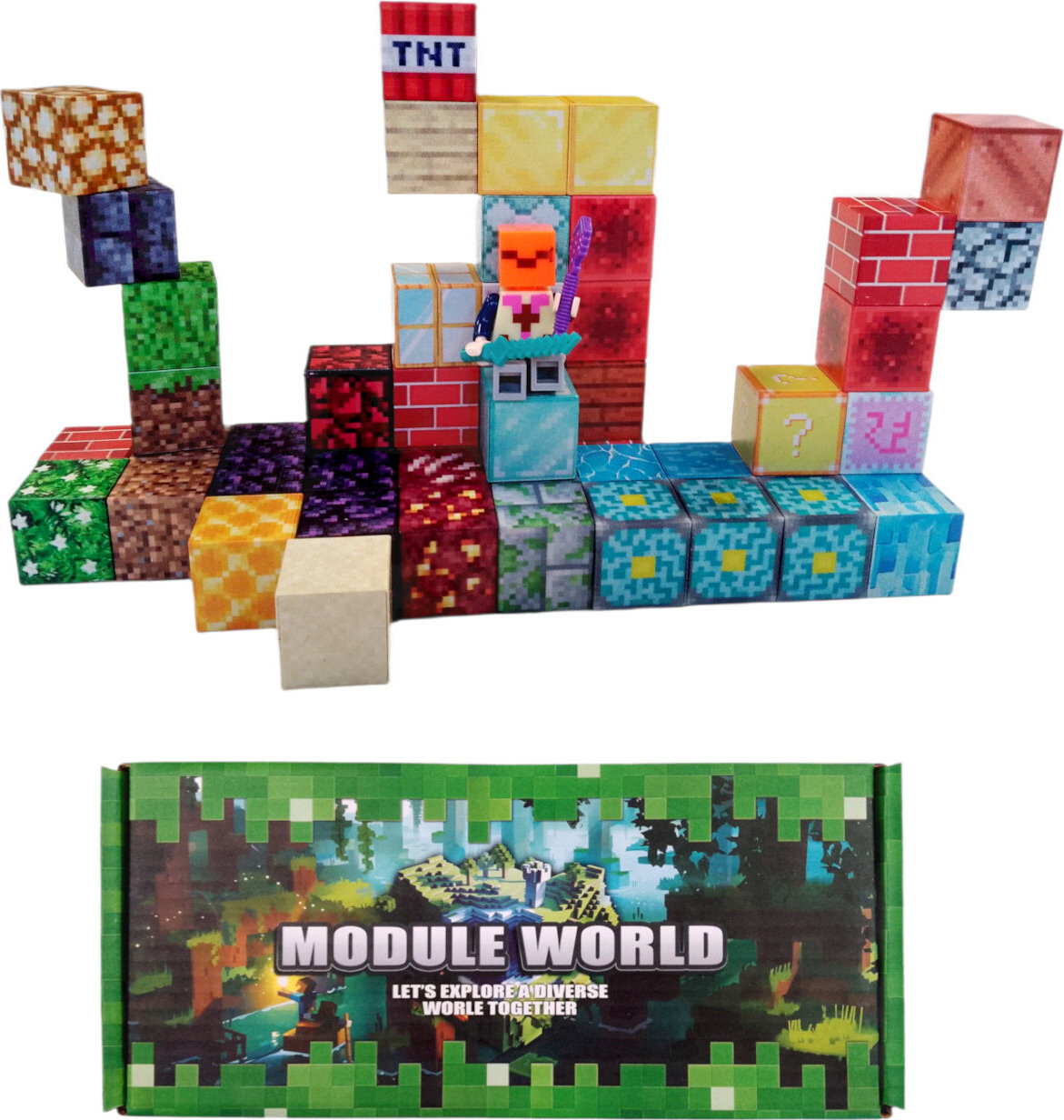 Toybit Magnetická stavebnice Minecraft Special blocks 51 ks