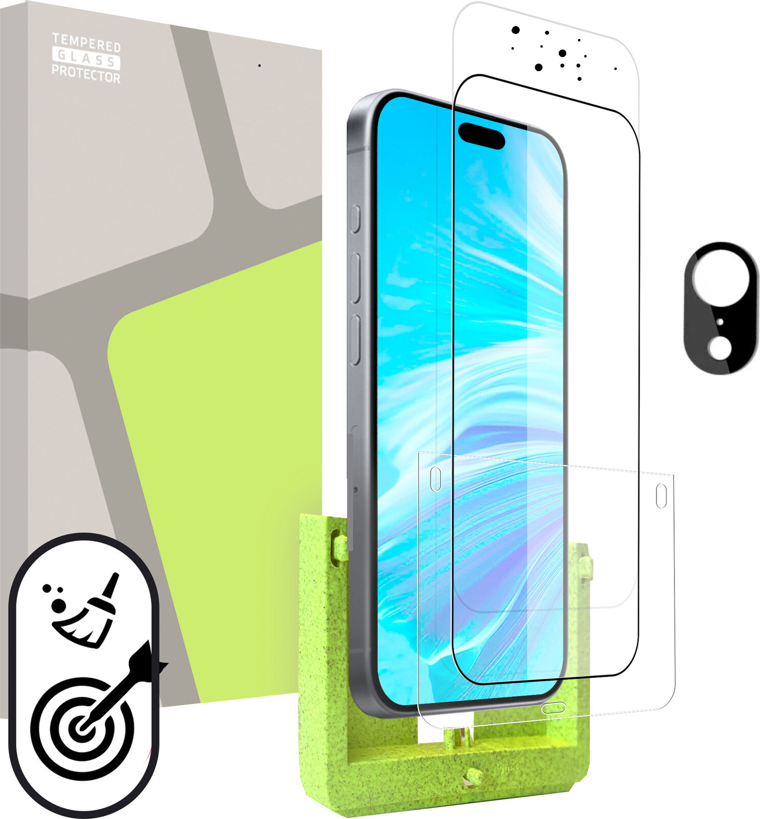 Tempered Glass Protector pre iPhone 17e/16e (SAMOINŠTALAČNÝ APLIKÁTOR) + sklo na kameru