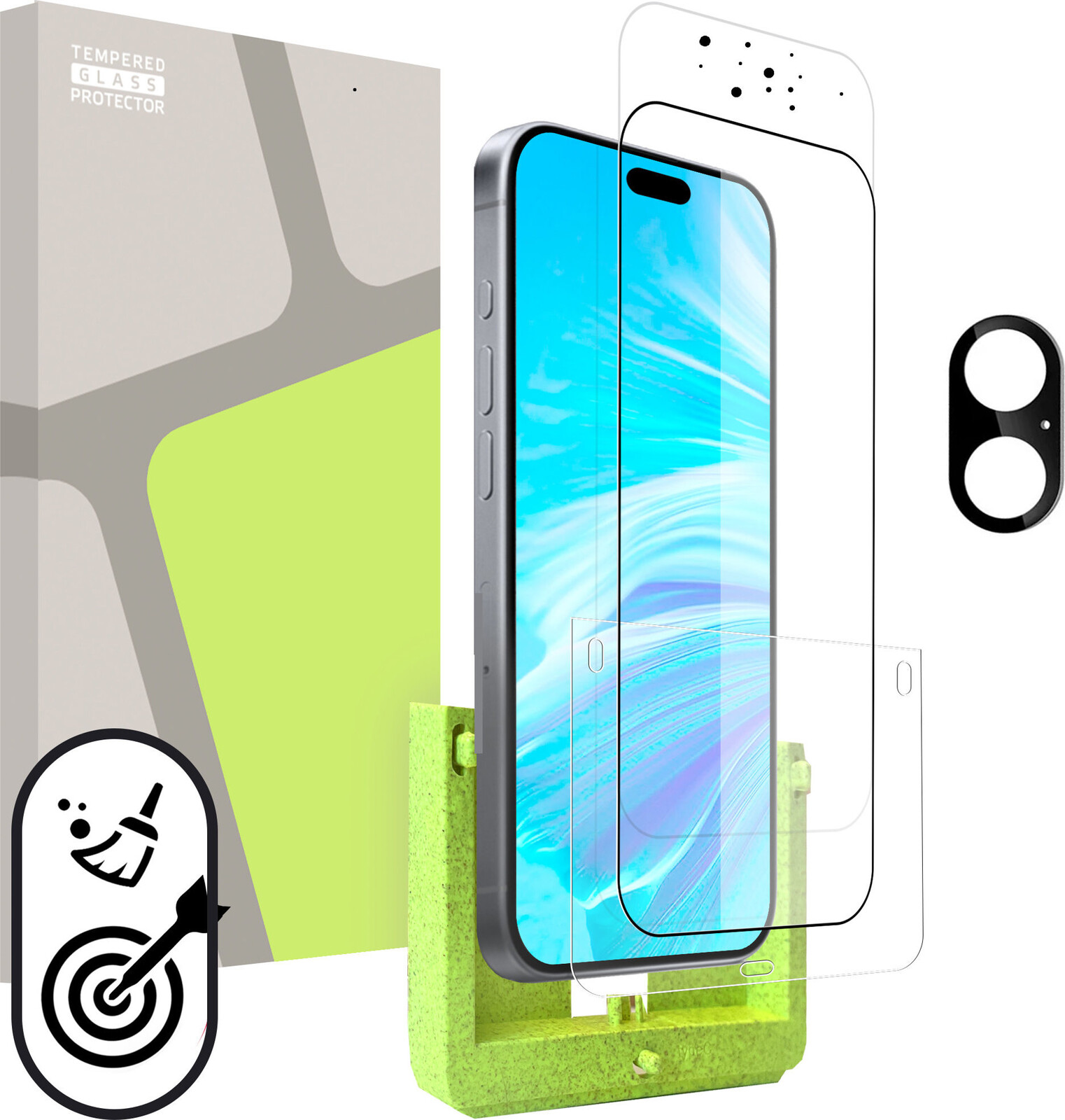 Tempered Glass Protector pre iPhone 16 Plus (SAMOINŠTALAČNÝ APLIKÁTOR) + sklo na kameru