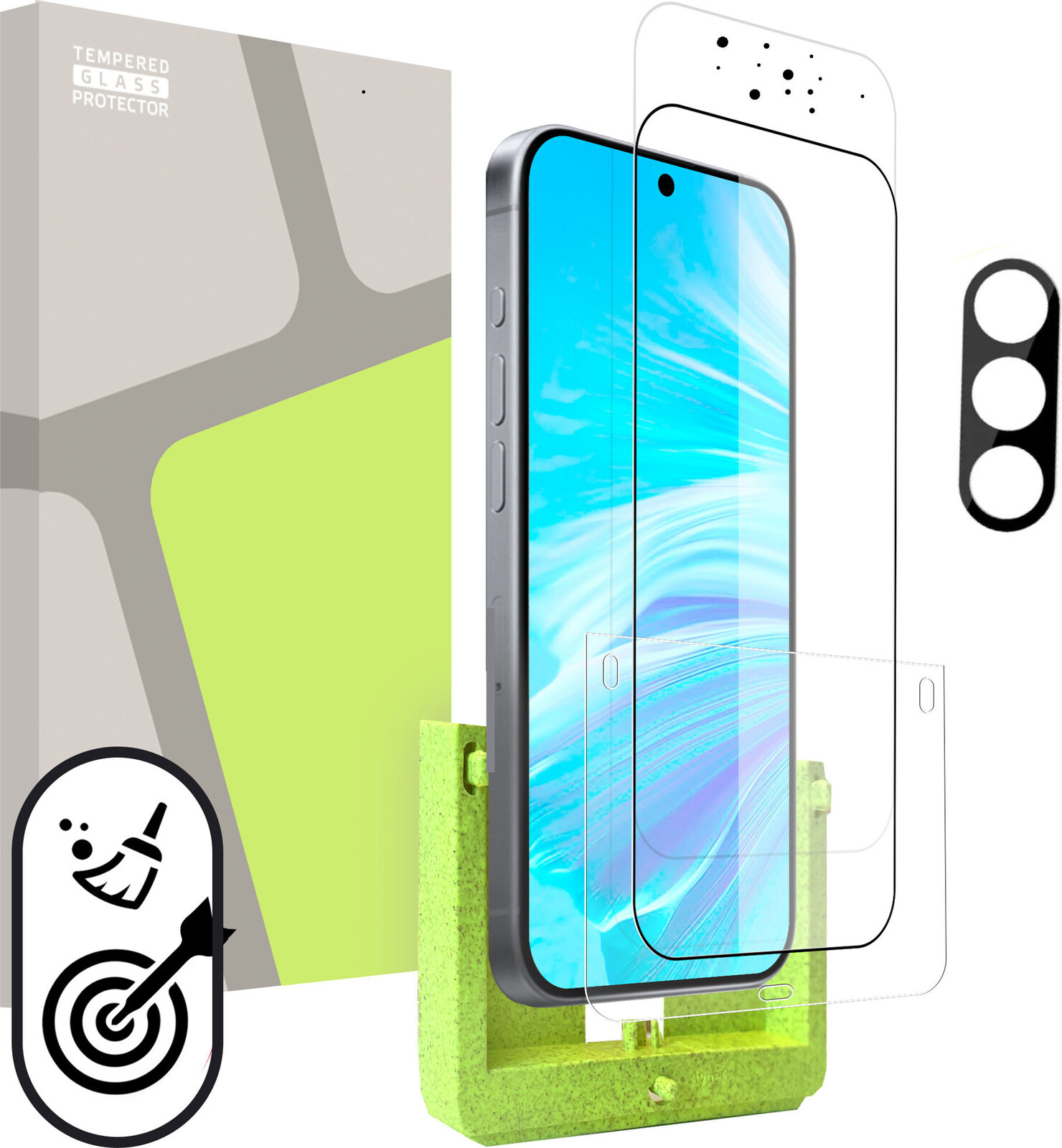 Tempered Glass Protector pre Samsung Galaxy A57 (SAMOINŠTALAČNÝ APLIKÁTOR) + sklo na kameru