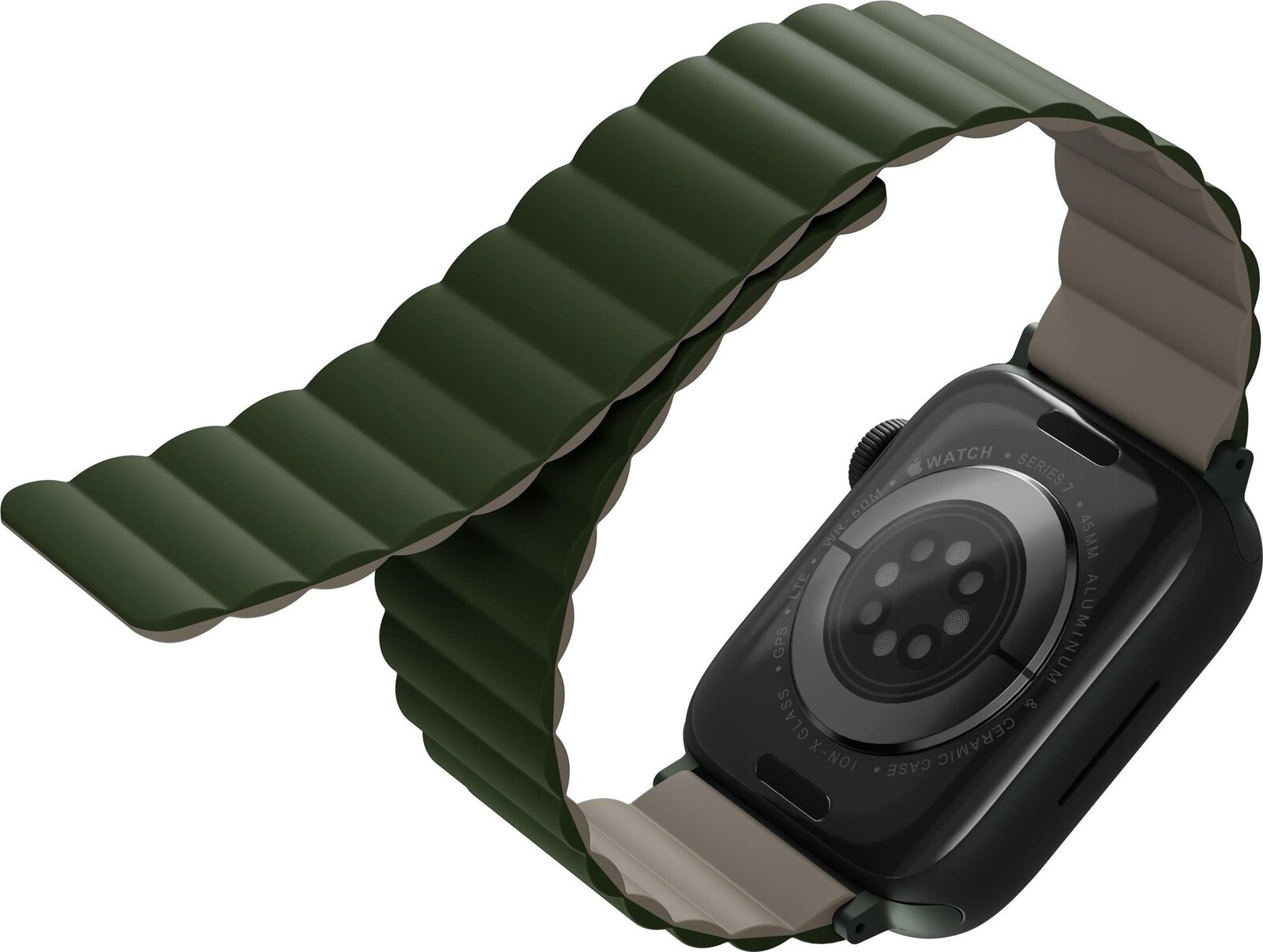 Uniq Revix Reversible Magnetic remienok pre Apple Watch 41/40/38 mm zelený/béžový