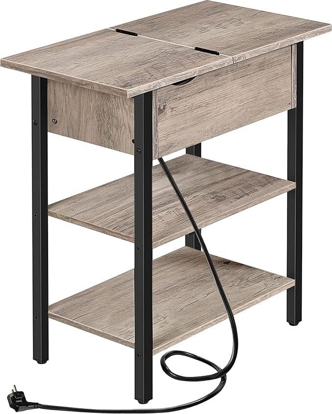 Songmics a Vasagle Odkladací stolík Frenzy 48 cm s nabíjacou stanicou, sivo-čierny