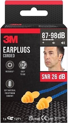 3M Šnúrkové zátky do uší 1271, SNR 26 dB, oranžové