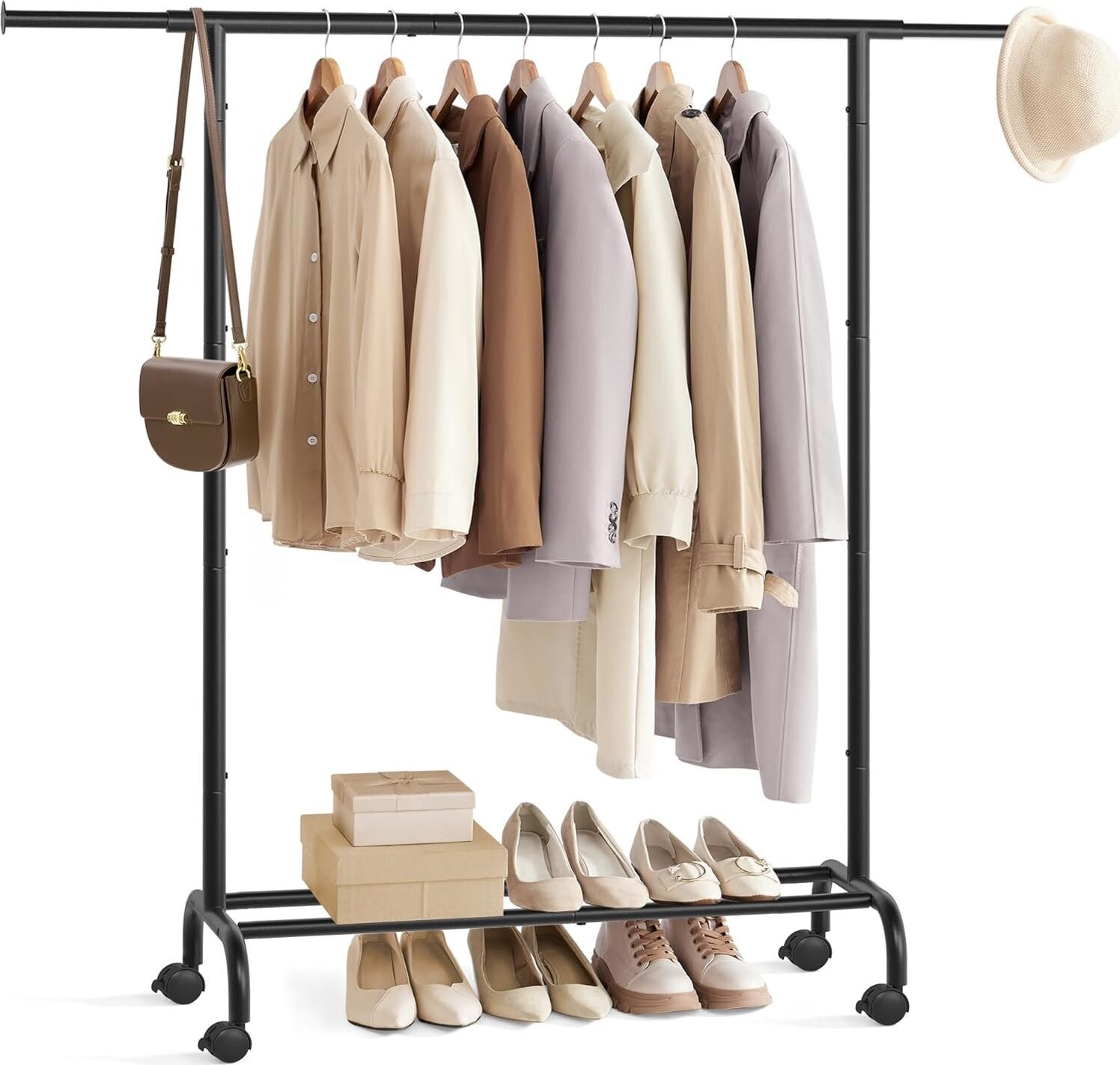 Songmics Merino Pojazdný stojan na oblečenie 83 – 120 cm čierny