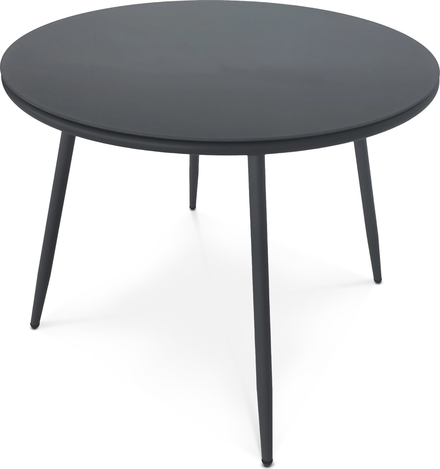 Okrúhly záhradný stôl Luigi, 90 × 90, farba sivá, kov, tvrdené sklo