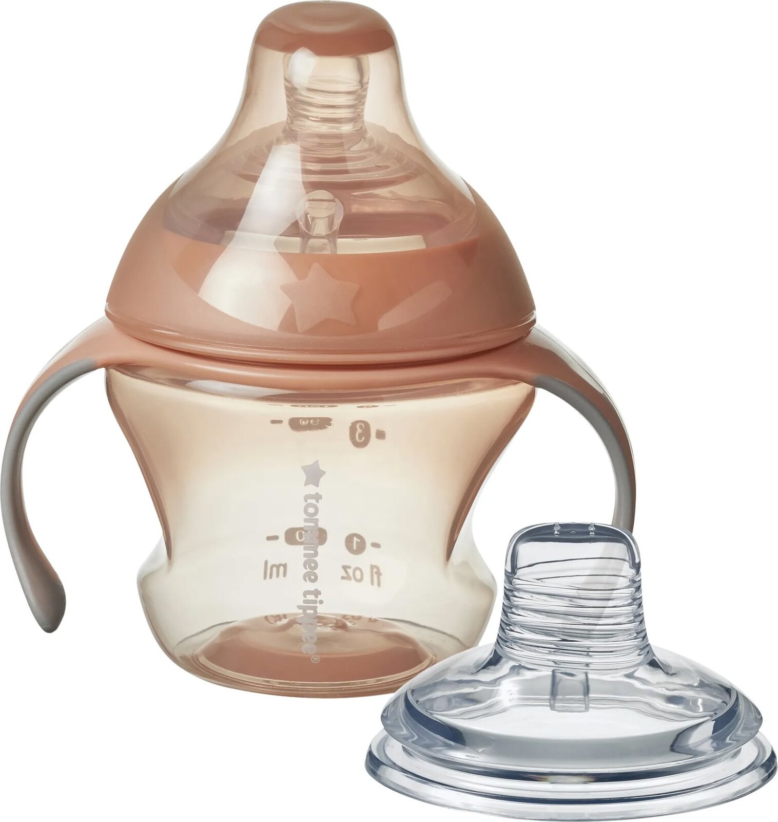 Tommee Tippee Transition netekoucí hrneček se savičkou a měkkým silikonovým brčkem, 150 ml, červená