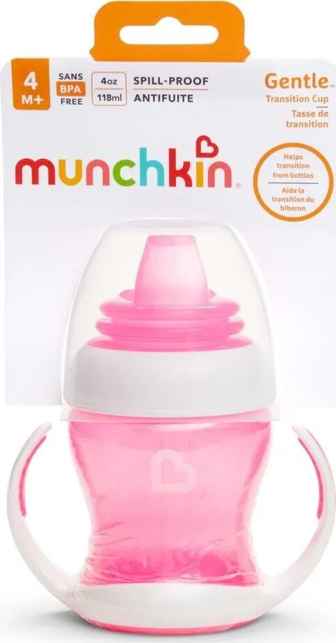 Munchkin GENTLE™ první hrneček, 118 ml, 4m+, růžový