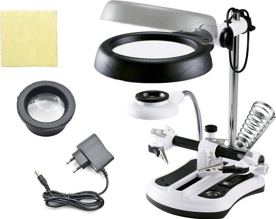 Verk 09163 držiačik s lupou-tretia ruka, 18× LED