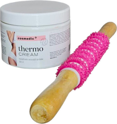 Adonis Masážny valček drevo/guma s podporným THERMO krémom