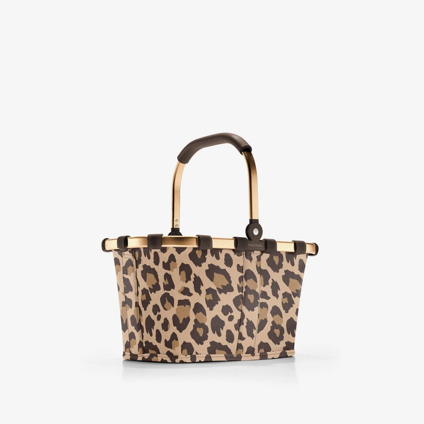 Nákupný košík Reisenthel Carrybag - 5 L - leopardí vzor so zlatým rámom