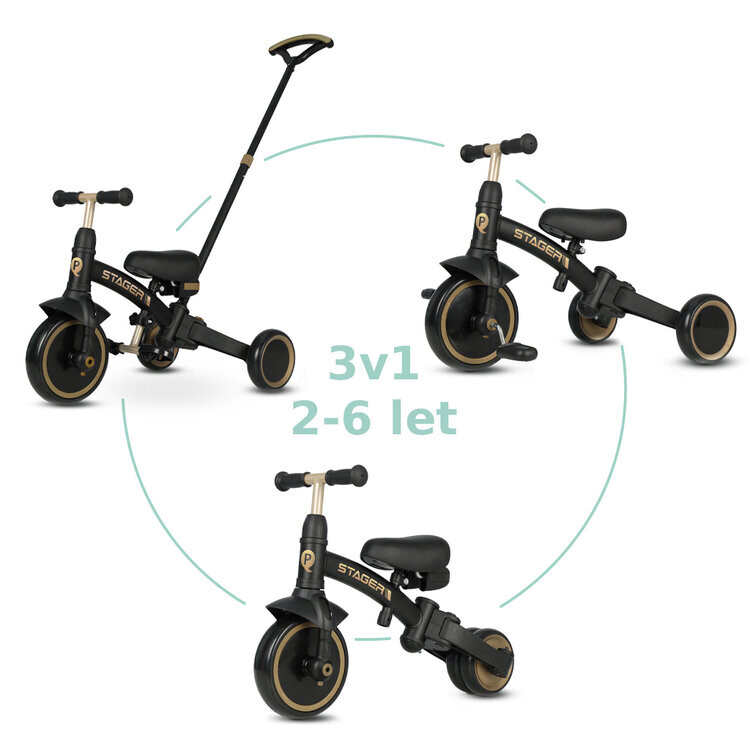 QPLAY Trojkolka Stager 3v1 Platinum, 2-6 rokov