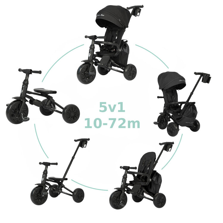 QPLAY Trojkolka Nova Max 5v1 Black, 10-72 mesiacov