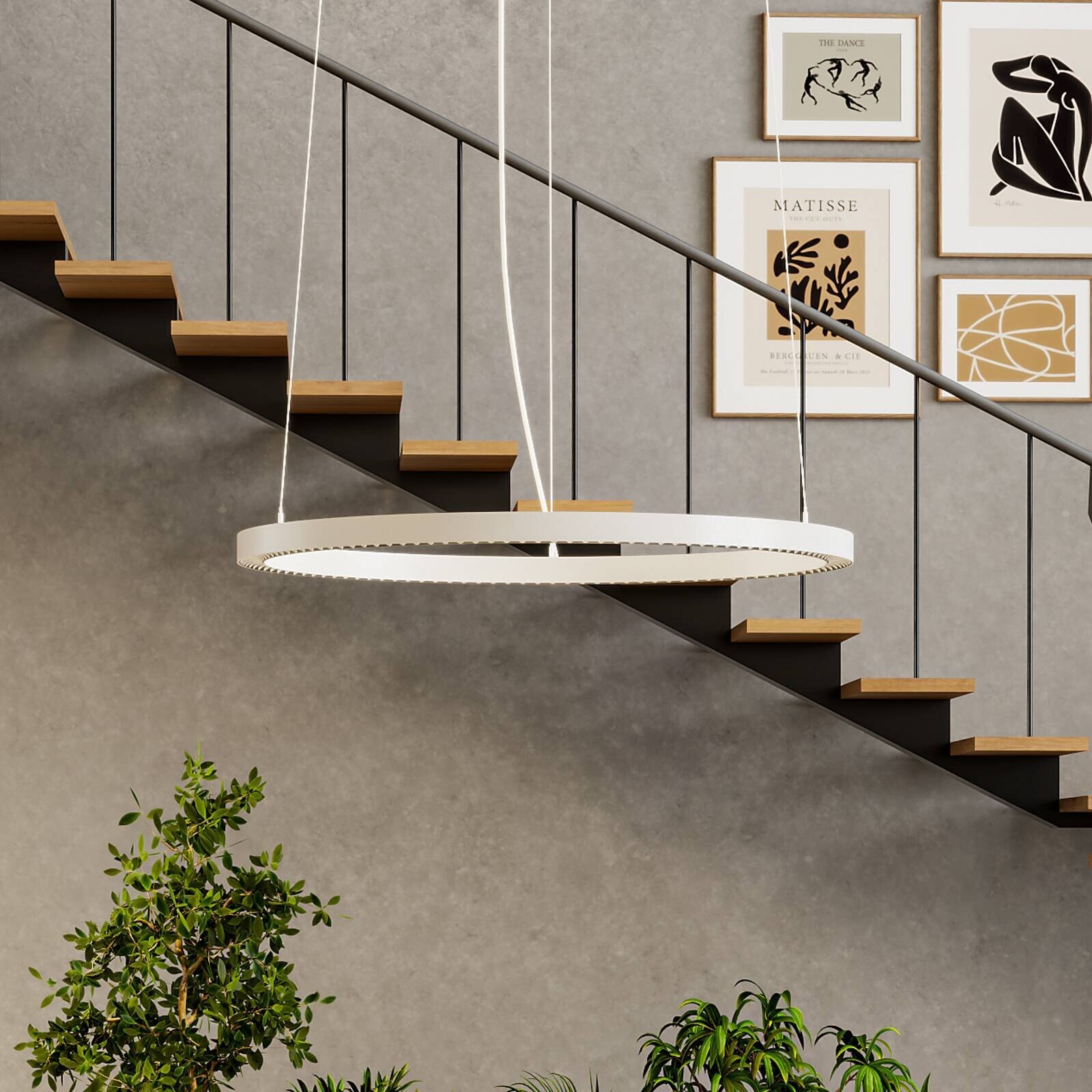 LED závesné svietidlo PERFORA PRO L, Ø 91 cm, biela, DALI, smer svetla