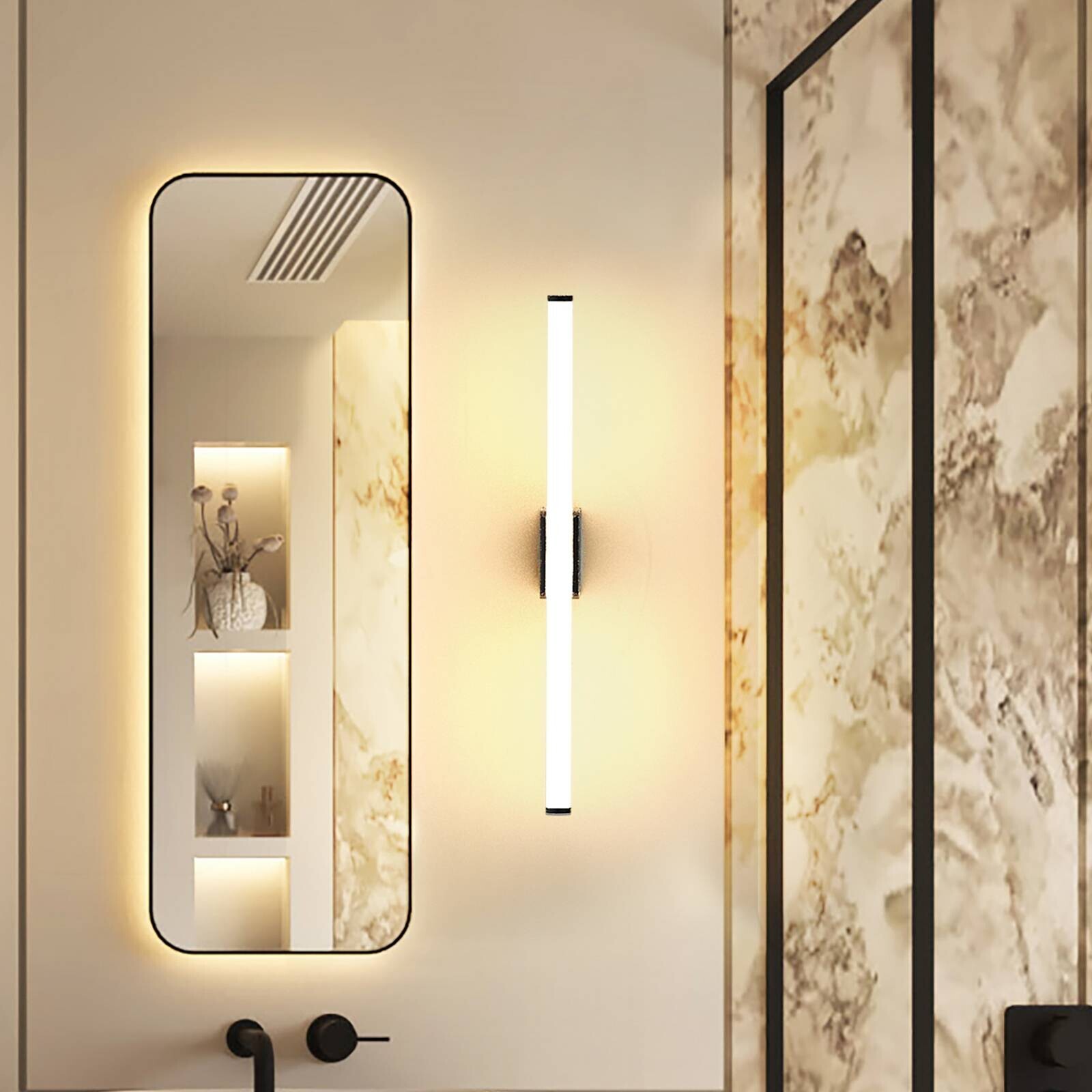 LED nástenné svetlo VINA S, čierna, šírka 40 cm, IP44, CCT