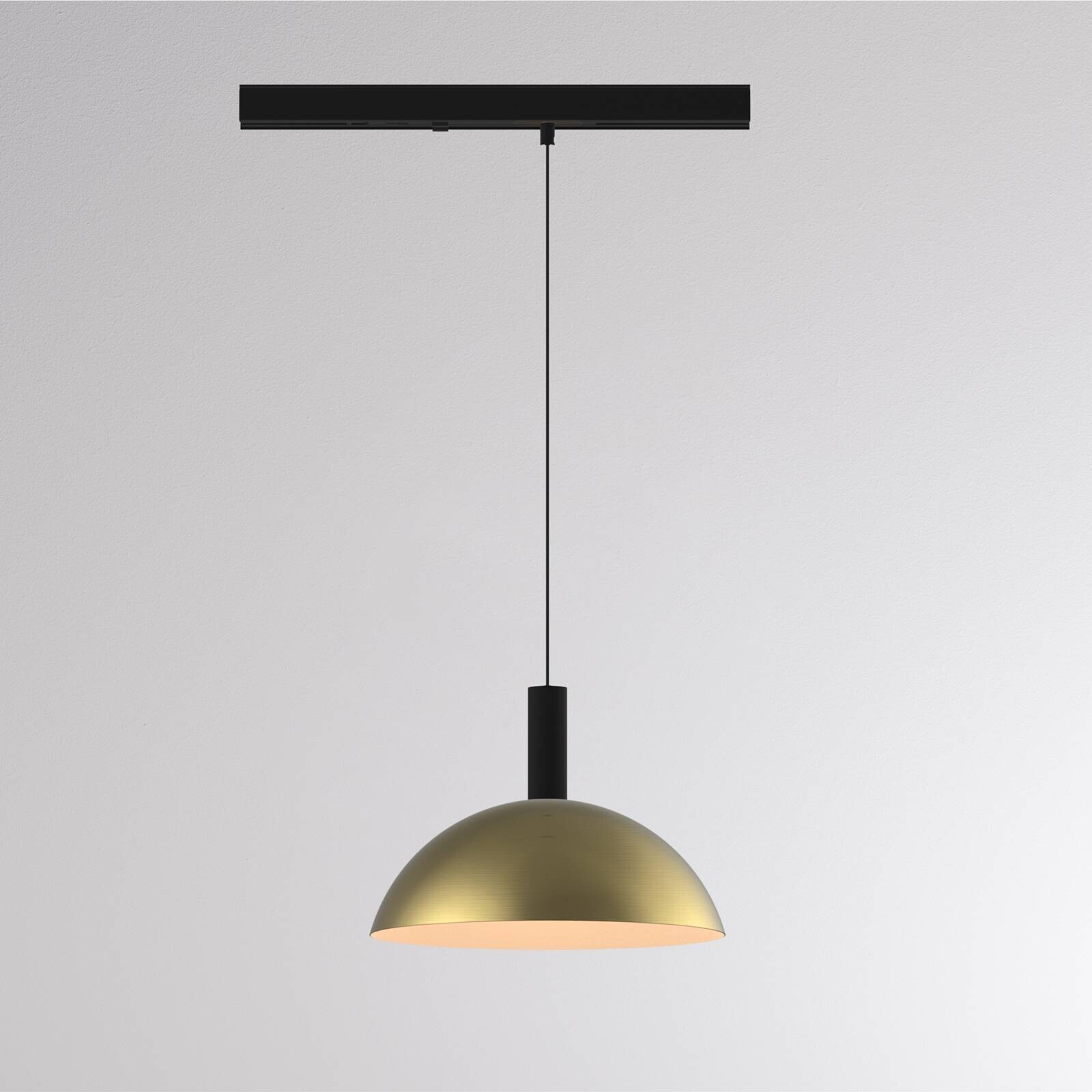 LED závesné svietidlo na lištu LORA II, mosadz, Ø 24 cm, 40°, CCT, 3-fázové