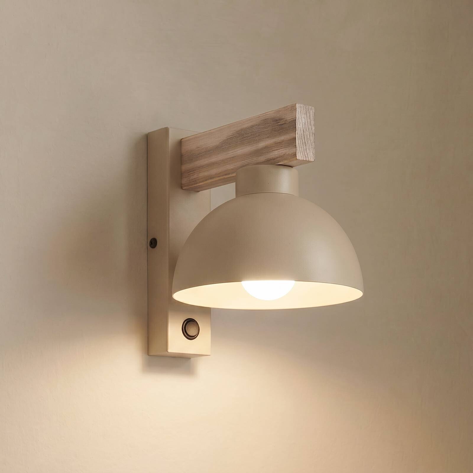 Nástenné svetlo Oslo, piesková farba, kov, výška 20 cm, E27