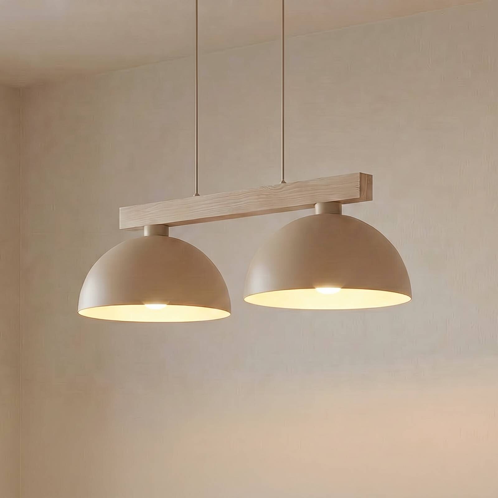 Závesné svietidlo Oslo, pieskovej farby, 2-pl., dĺžka 83 cm, E27