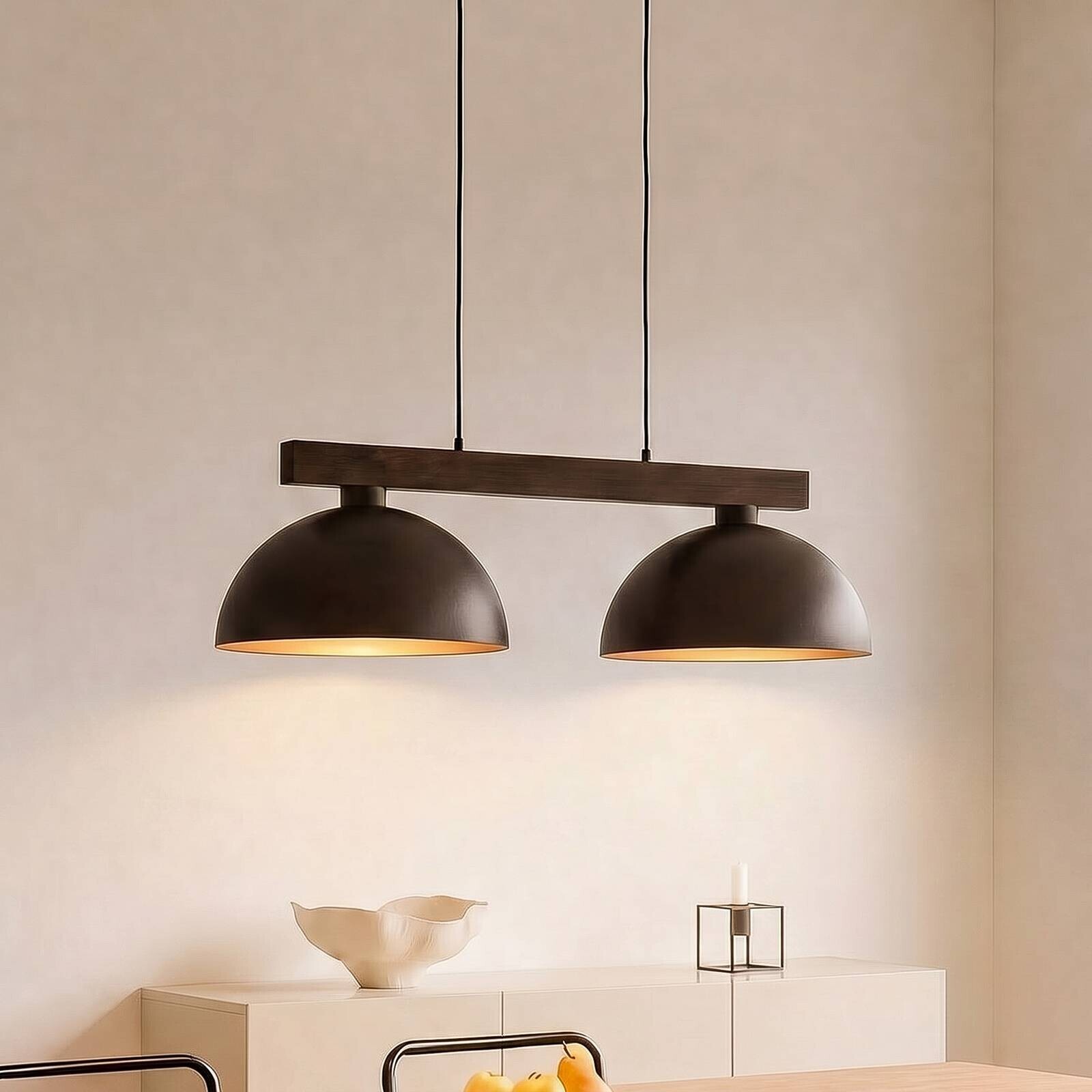 Závesné svietidlo Oslo, hnedé, 2-pl., dĺžka 83 cm, E27