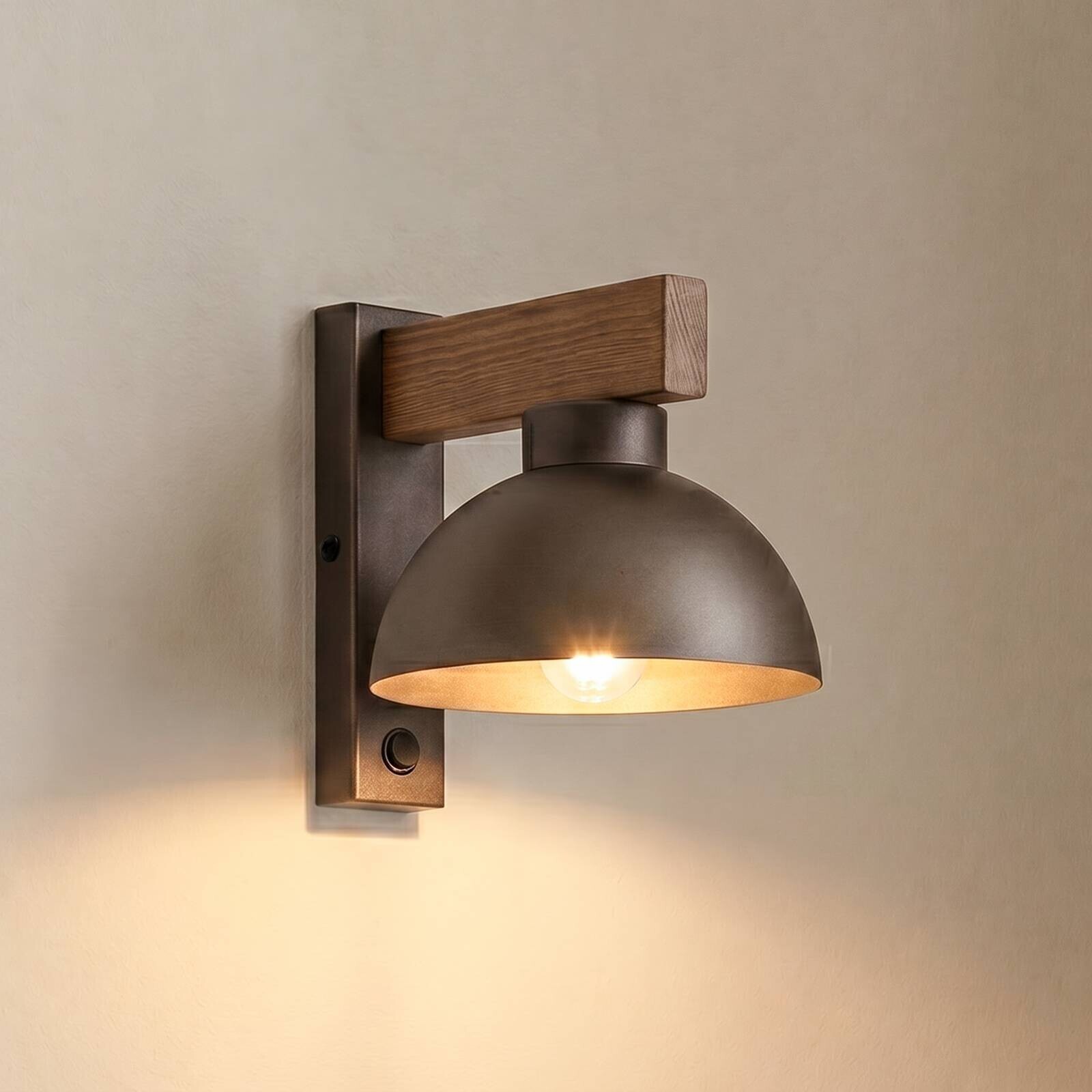 Nástenné svetlo Oslo, hnedá, kovová, výška 20 cm, E27