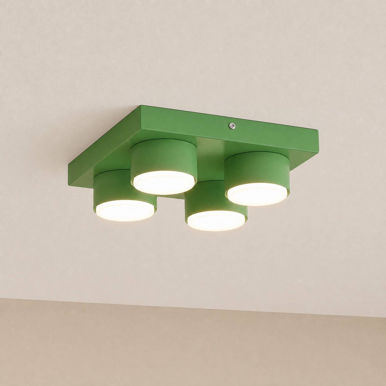 Stropné svietidlo Brix, zelené, dĺžka 23 cm, 4-pl., GX53