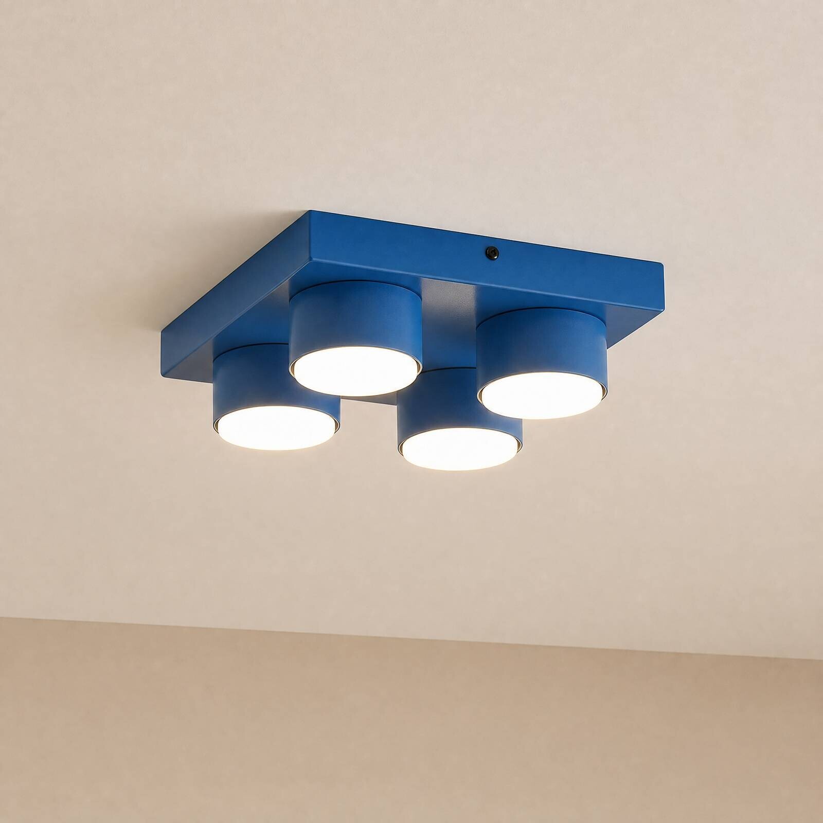 Stropné svietidlo Brix, modré, dĺžka 23 cm, 4-pl., GX53