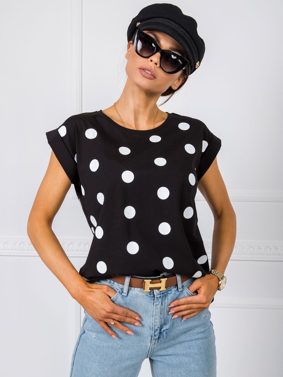 Dámske tričko Fashionhunters Polka Dot