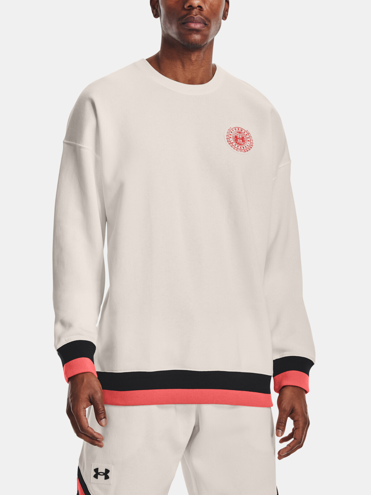 Under Armour Sweatshirt Rival Fleece Amp Crew-Wht - Mens