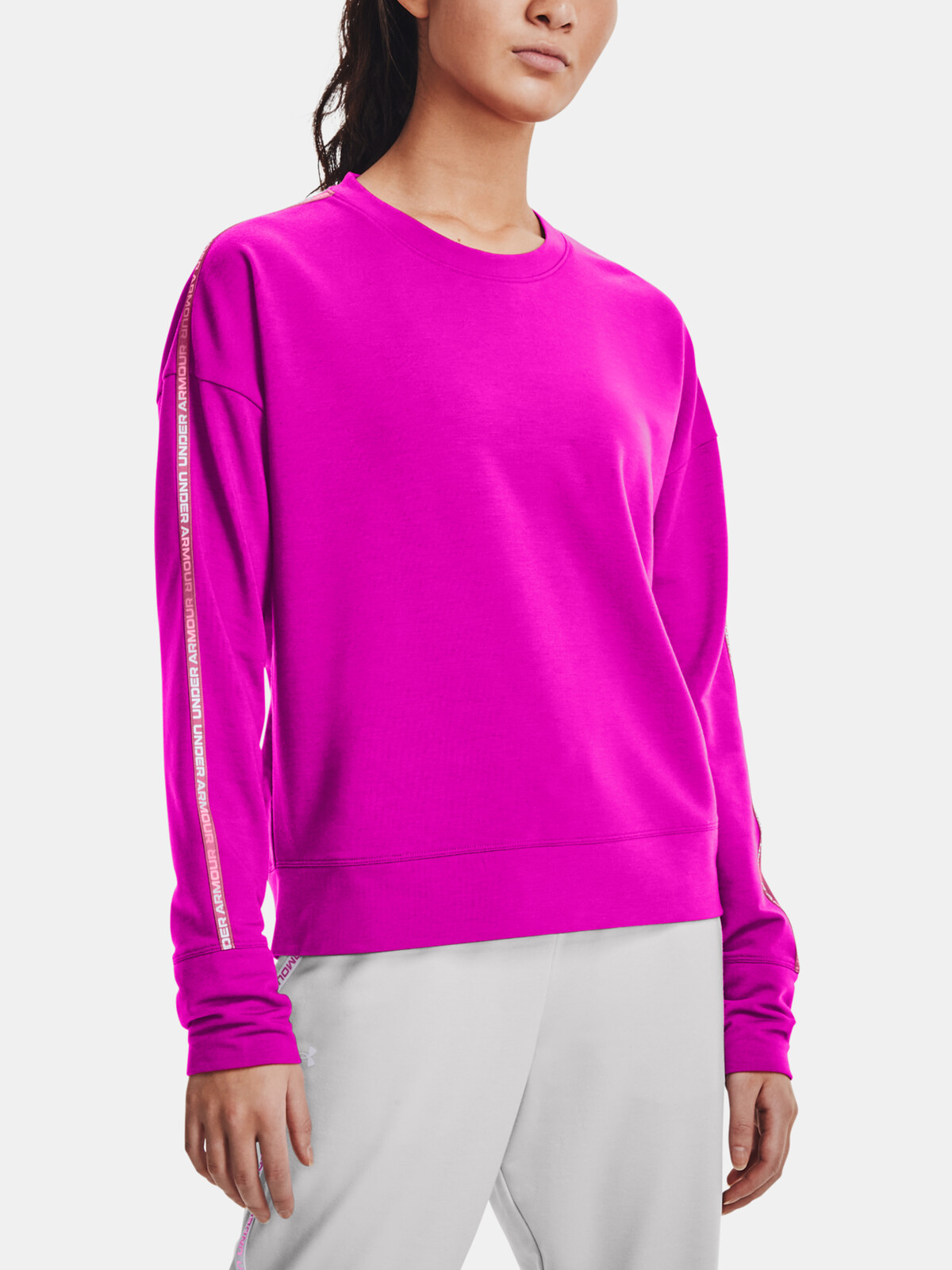 Under Armour Sweatshirt Rival Terry Taped Crew-PNK - Ladies
