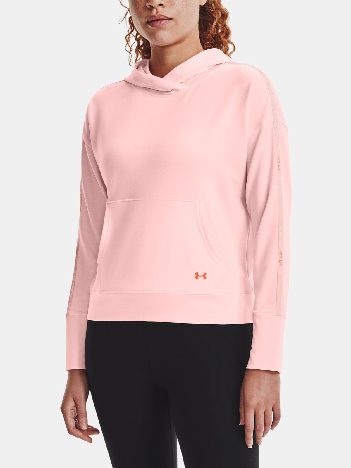 Under Armour Sweatshirt Rival Terry Taped Hoodie-PNK - Ladies