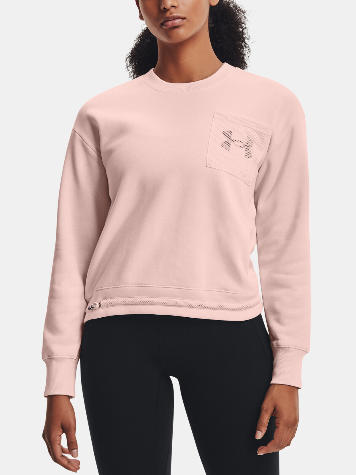 Under Armour Sweatshirt Rival Fleece Mesh Crew-PNK - Ladies