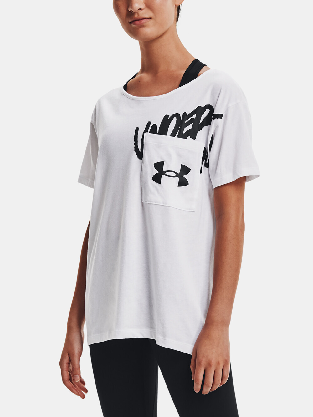 Under Armour Lve Overszed Graphic WM Tee-WHT T-Shirt - Ladies