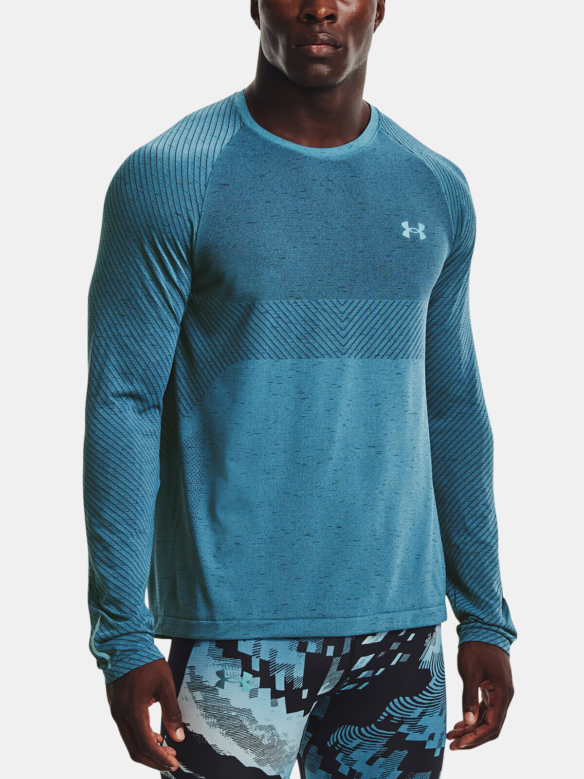 Under Armour Seamless Run T-Shirt LS-BLU - Mens
