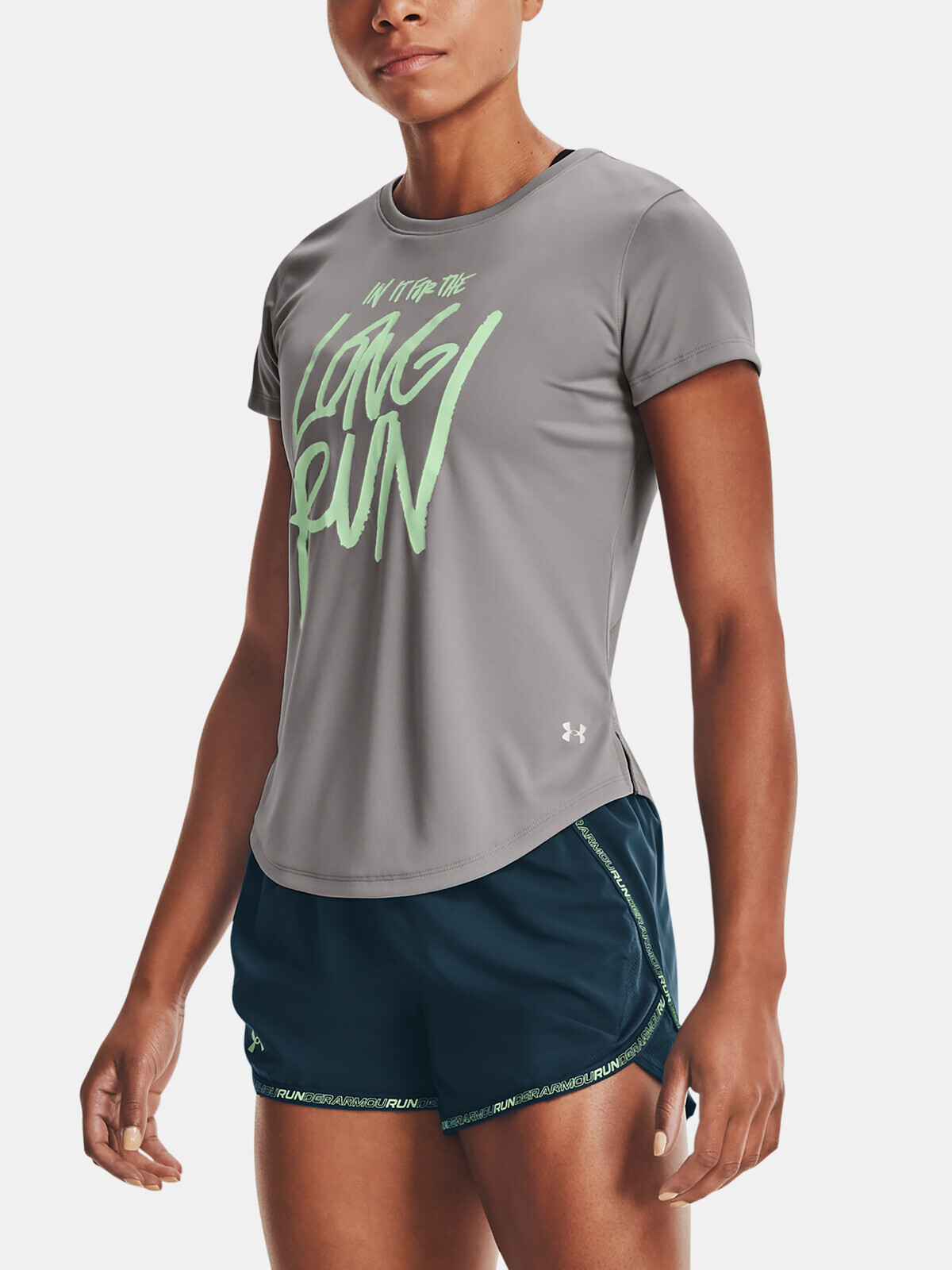 Under Armour UA Long Run Graphic SS-GRY T-Shirt - Ladies