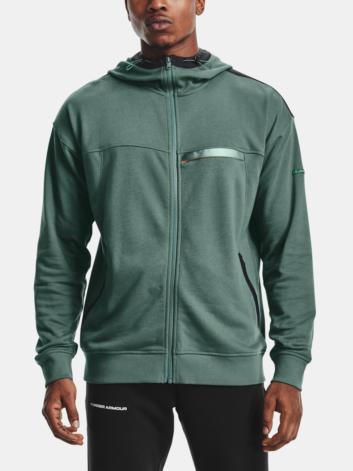 Under Armour Sweatshirt RIVAL TERRY AMP FZ HD-GRN - Mens